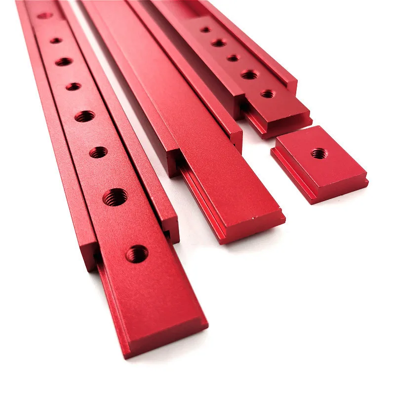 Aluminium M6/M8 T track Slot Slider Schiebe Bar Für 30/45 Typ T-Track Jigs Schraube Slot Verschluss holzbearbeitung Werkzeug Rot – Detail 4