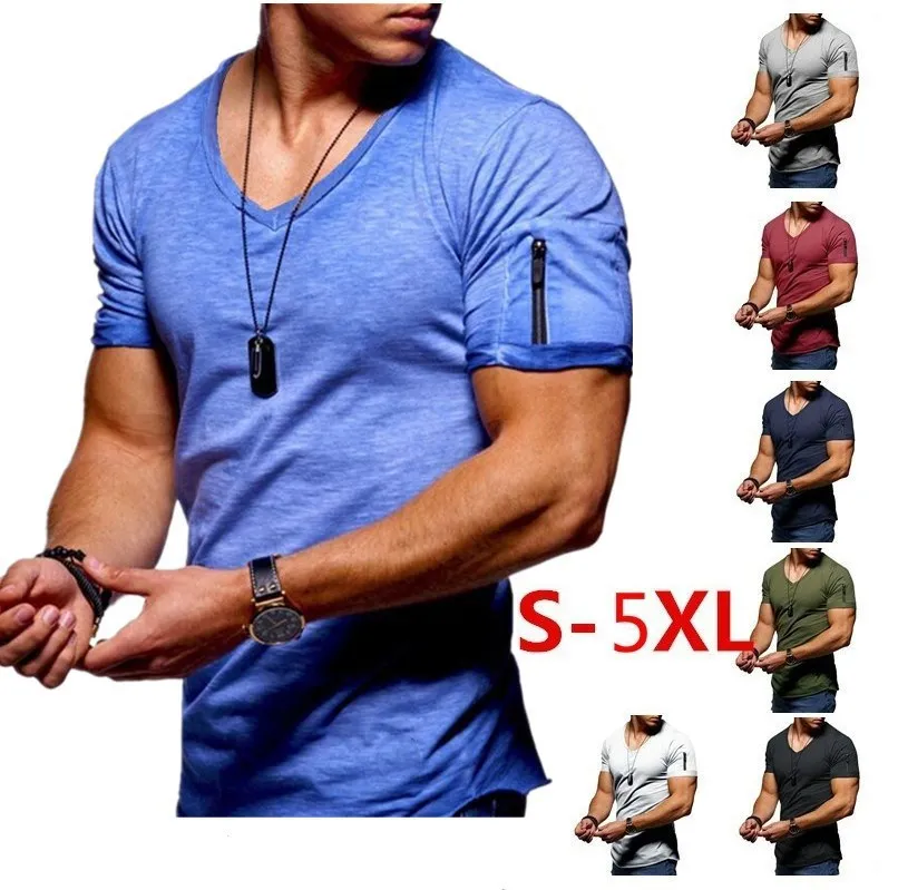 

Men's T-Shirt Men's V-neck Elastic Solid Color Short Sleeve Youth Base Coat Short Sleeve Men's Shirt Oversized T Shirt