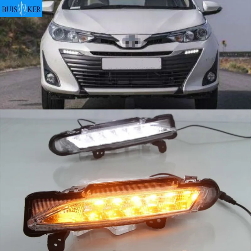 

For Toyota Yaris 2017 2018 Waterproof 12V LED DRL Daytime driving Running Light Daylight fog lamp with Turn Signal style Relay