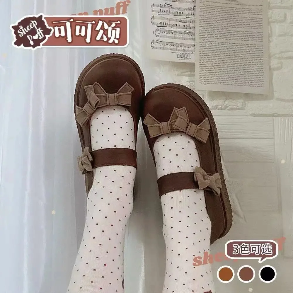 Lolita Big Head Doll Shoes Female Cute Bowknot Single Shoes Round Head Loli Shoes Soft Sister Daily Shoes Cosplay Cos Loli