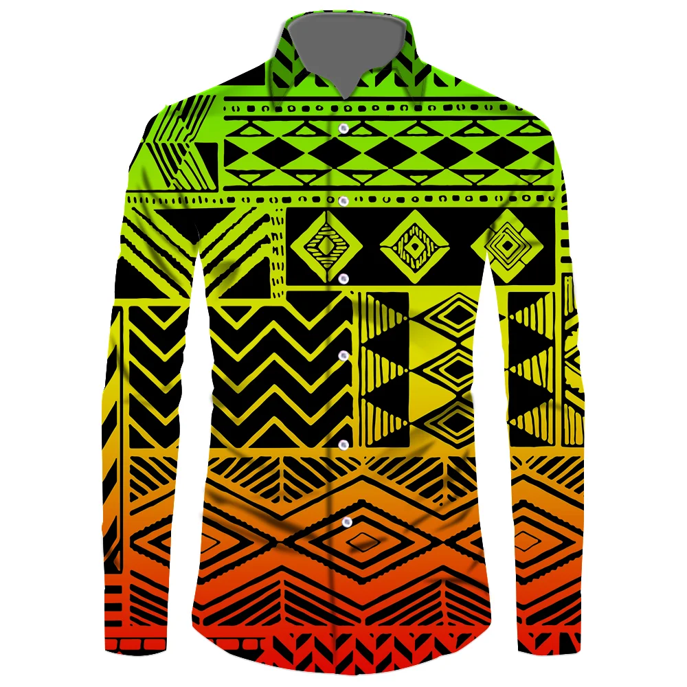 Tribal Red Yellow Green Reggae Clothing Custom Logo Sportswear Outdoor Running Top Long Sleeve Mens Shirts Sports Gym Mens Shirt