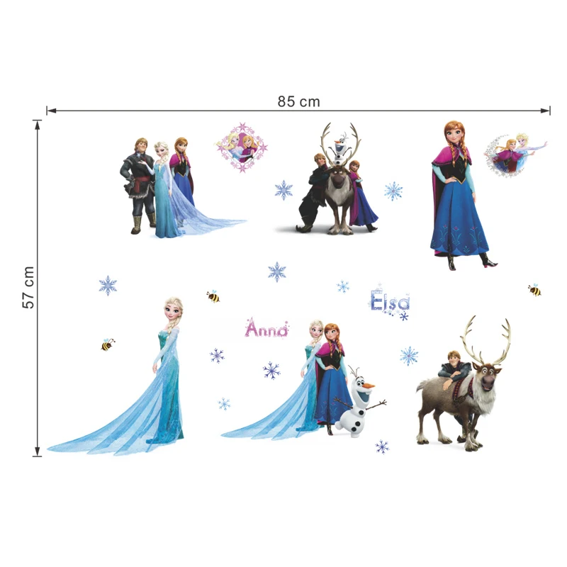 Cartoon Olaf Sven Kristoff Elsa Anna Princess Frozen Wall Stickers For Kids Room Decoration Diy Home Decal Anime Movie Mural Art