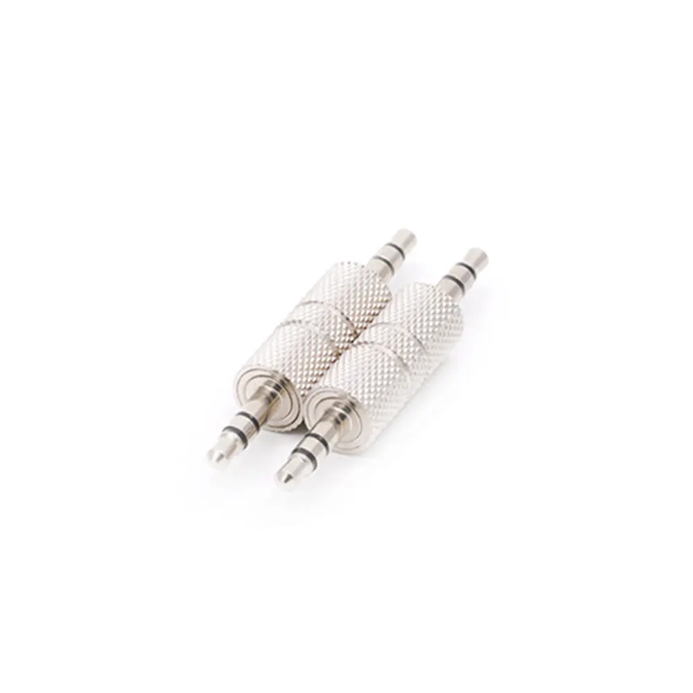 1pc 3.5mm Jack to Jack Straight Adapter Real Audio Connector 3Poles Earphone Plug Extanded Wire Connectors Silver Nick Plated