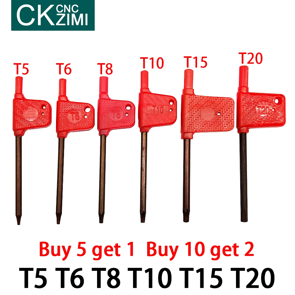 1PCS T T5 T6 T8 T10 T15 T20 CNC tool bar wrench Key Wrench Hex Wrenches Spanner Red Color For Lathe Turning Tools lathe cutter