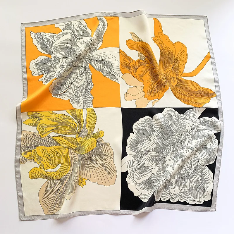 

New fashion small square scarf female FLOWER printed multifunctional Decorative summer sunscreen scarf Headband tyin gift