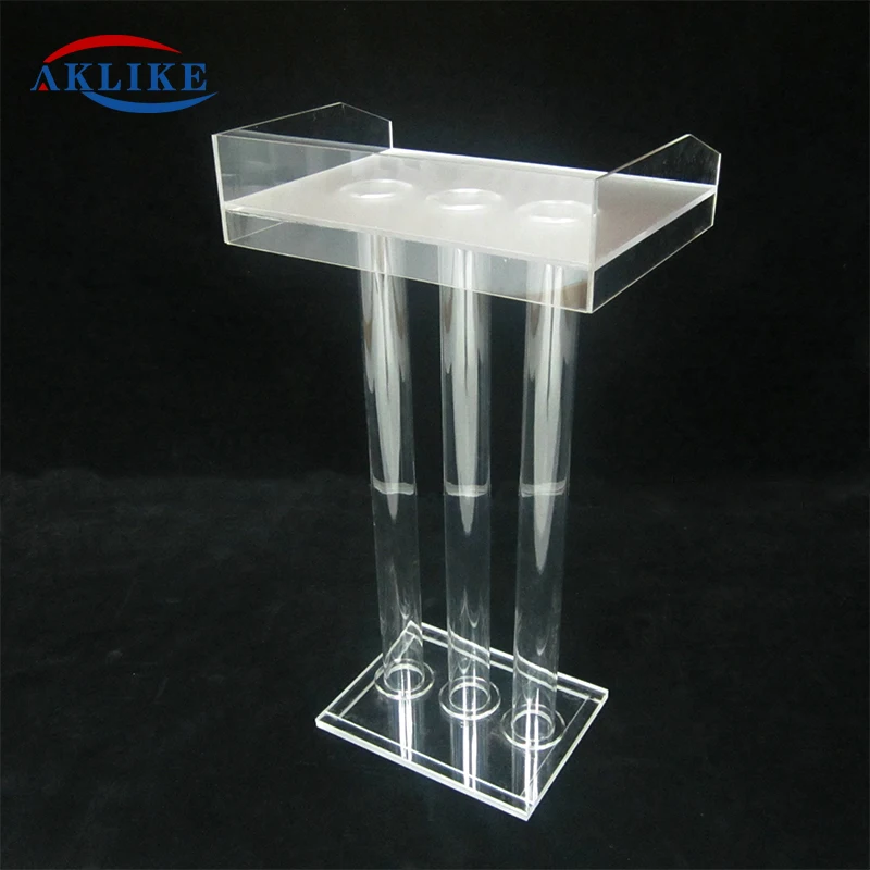 

2024 AKLIKE Customized Modern Cheap Podium Transparent Cylindrical Platform Acrylic Church Furniture Platform Free Shipping