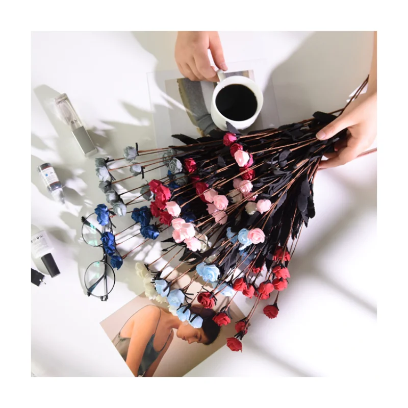 Simulation Bouquet Multi-Color Small Rose Flower Foam Flower Photo Posing Photography Props