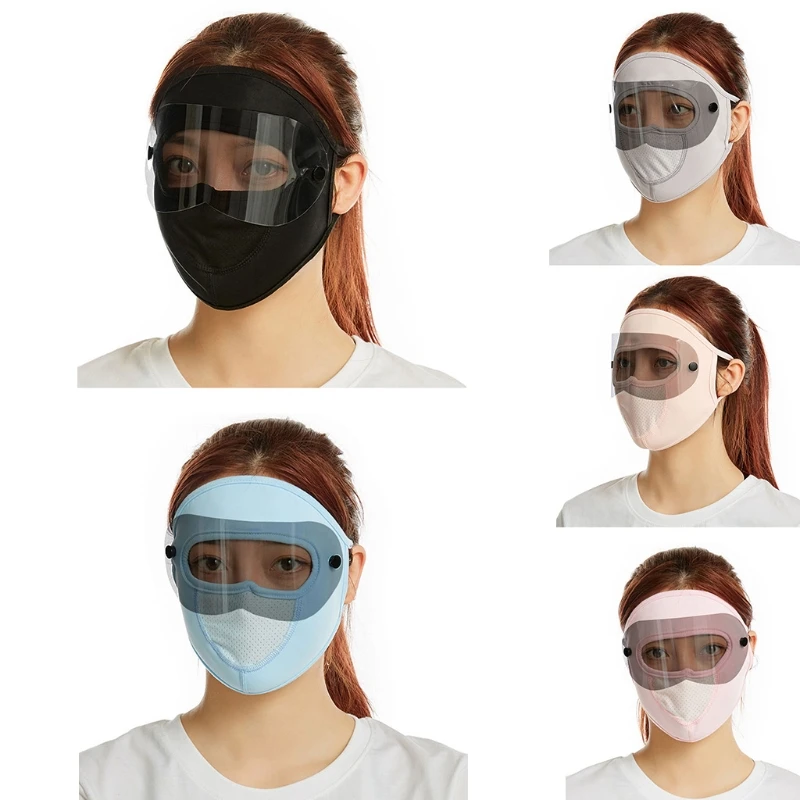 Windproof Full Face Ice Silk Mask Stretchy Eye Protection Breathable Washable Multifunctional Mask for Outdoor Sport