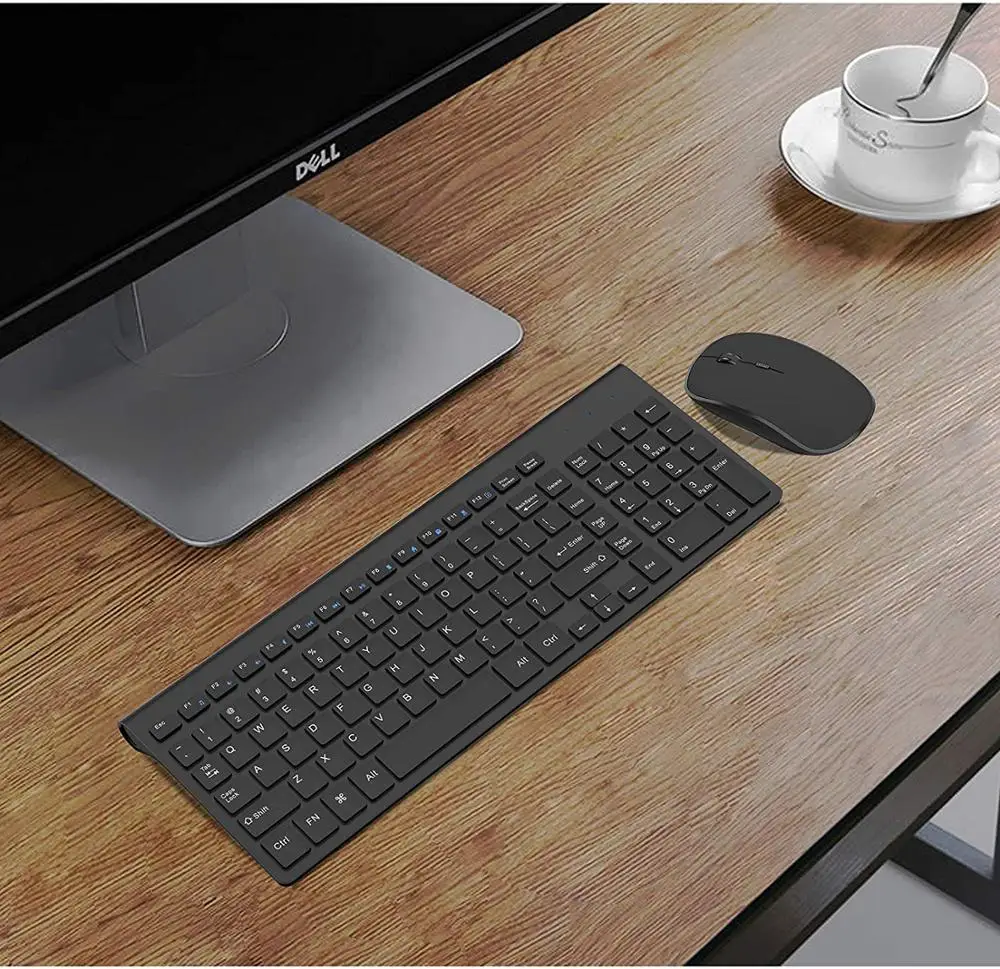 Clavier et souris sans fil rechargeables, 2400 DPI, Design ergonomique, grande taille, américain, français, espagnol, britannique, noir, argent