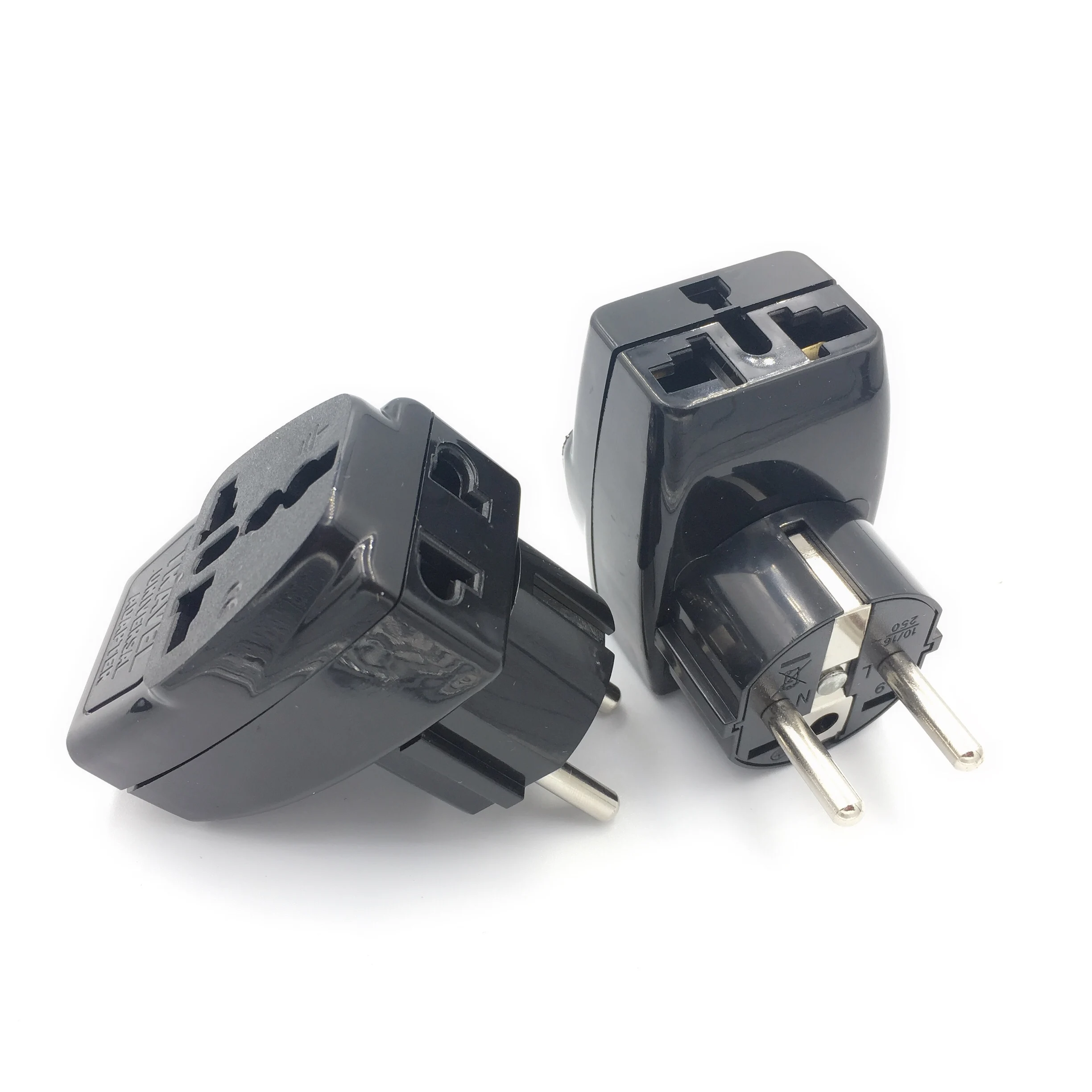 Wholesale CE 250v 16a India US UK AU swiss to eu Grounded Universal 2 in 1 Russia Germany french Schuko Plug Adapter Type E/F