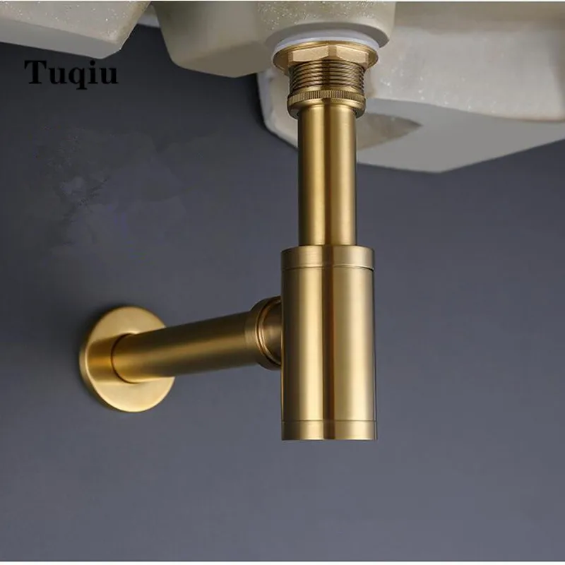 Sink Drain Bathroom Lavatory Sink Push-down Pop Up T-trap brush gold with or without overflow bathroom accessories Copper