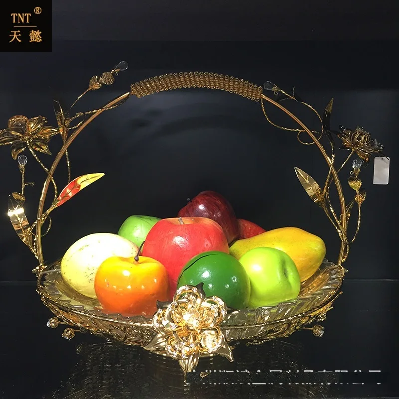 

Wedding Basket European style metal flat fruit plate round food display plate KTV high grade fashion design plate