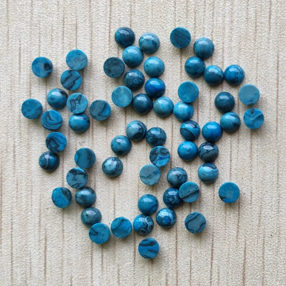 Wholesale 50pcs/lot 2019 fashion natural stone blue onyx round cab cabochon beads 4mm for jewelry making free shipping