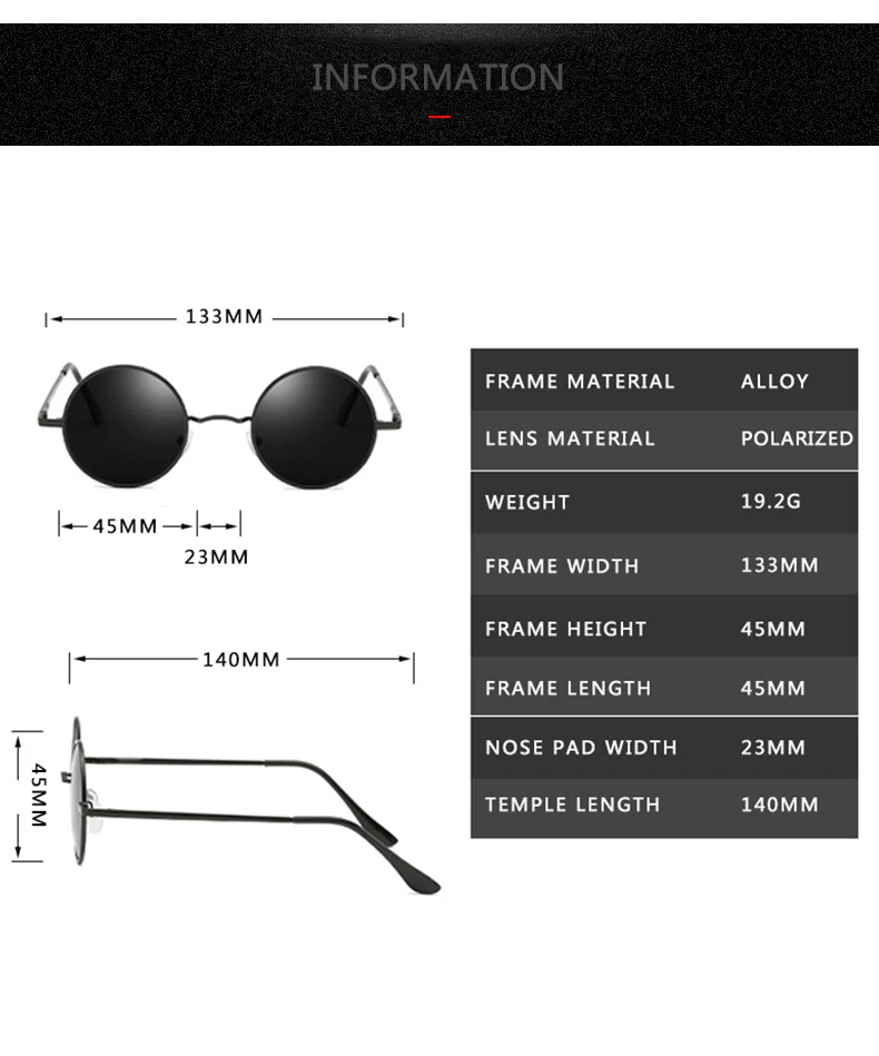 Retro Punk Style Round Polarized Sunglasses  Men Women Brand Designer Round Metal Frame  High Quality  Sun Glasses UV400