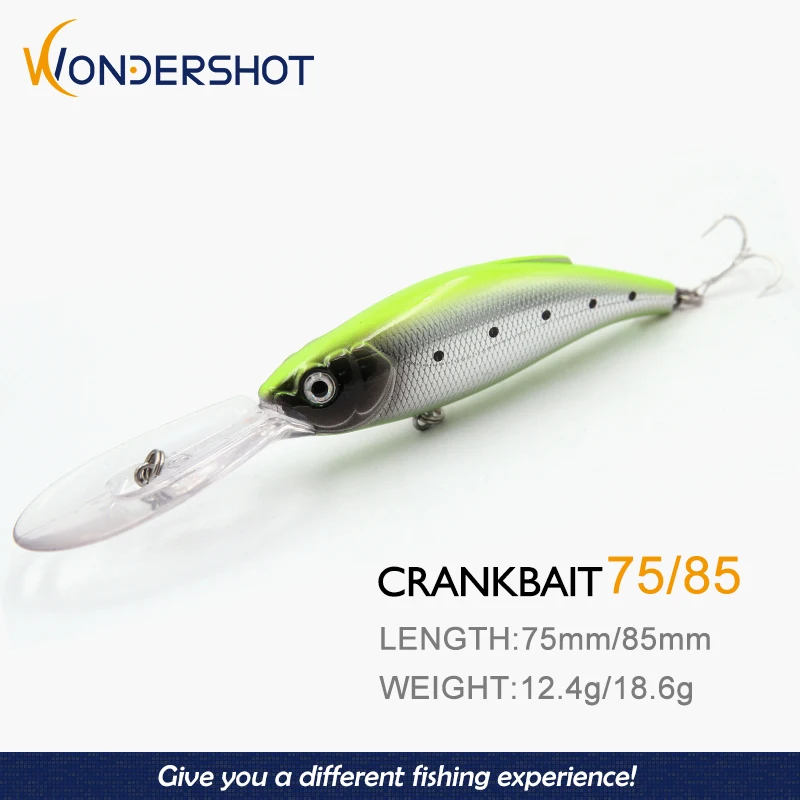 Wondershot C02 75/85cm 12.4/18.6g Hot model fishing lures wobblers crank deep minnow Fishing Tackle Bait Bass dive 3m quality