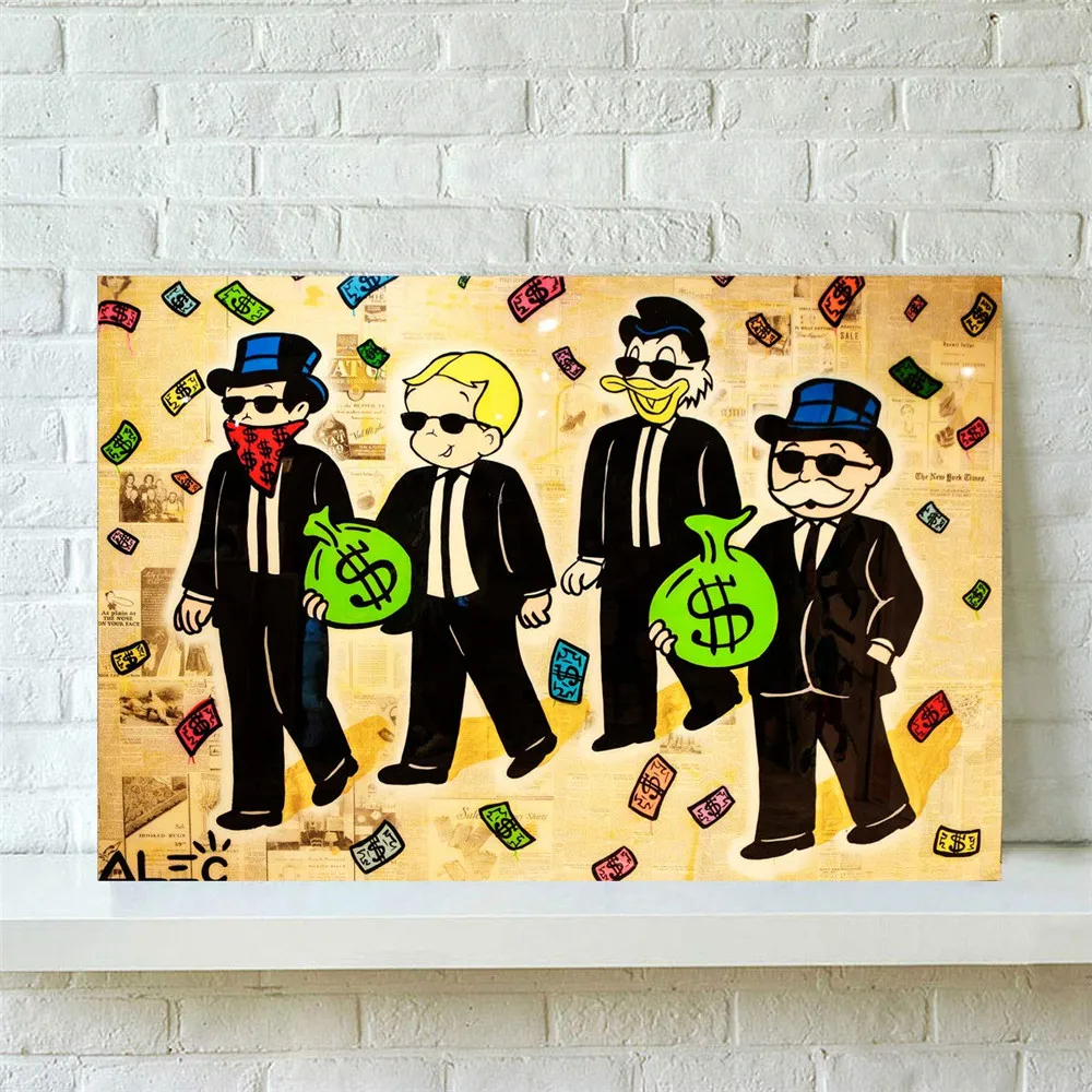 Alec Monopolys See no evil Hear no evil Speak no evil , Painting Canvas Modern Art Decorative Wall Pictures Home Decor