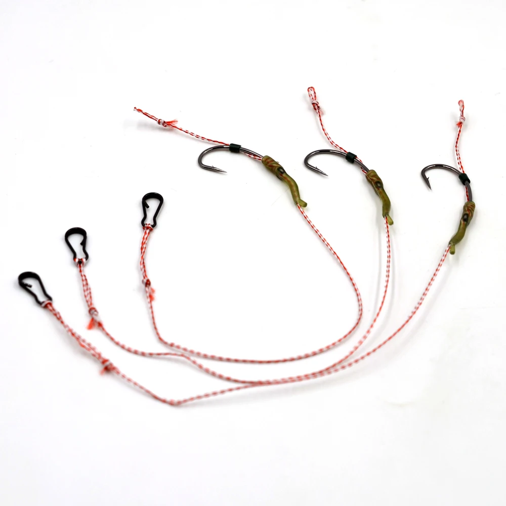 MNFT 3Set Fishing Accessories Fishing Hook Link Ready Made Baits Fishing Accessories Tackles Curved Hook 2# 4# 6# 8#