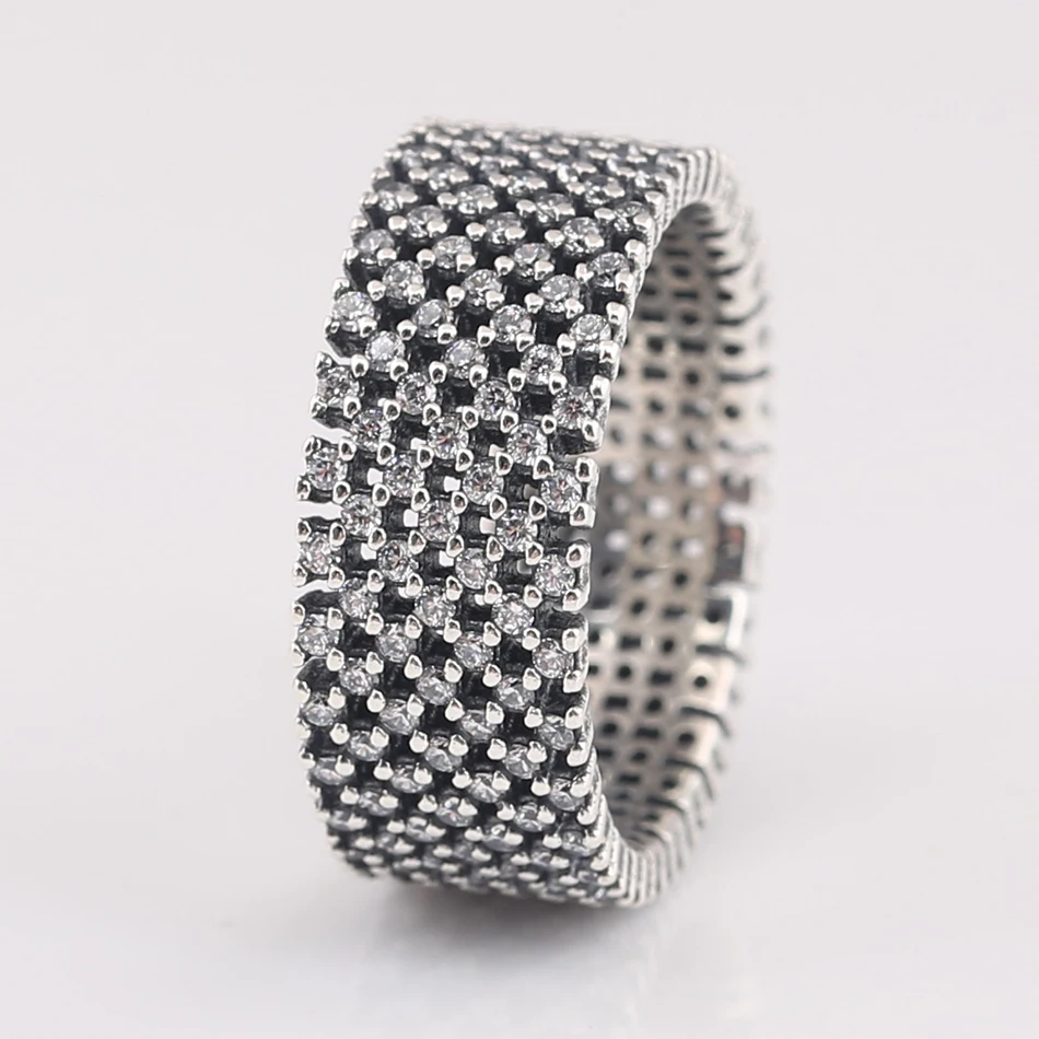 Authentic S925 Silver Ring Sparkling With Crystal Rings For Women Wedding Party Gift fit Lady Fine Jewelry