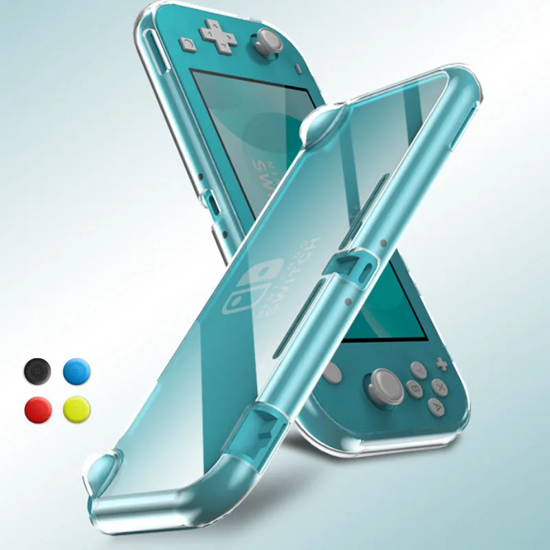 Funda protectora suave de TPU transparente para Nintendo Switch, Protector trasero de cristal para consola NS Lite, Thumb Stick, tapa de agarre