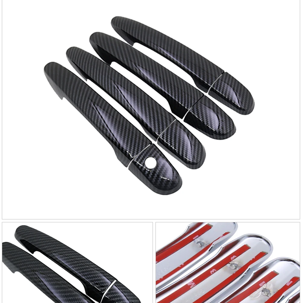 4 PCS Exterior Carbon Fiber Door Handle Cover Catch Trim Car Accessories for Mazda 2 Demio MK3 MK4 DE DJ 2008~2019  2014 2015