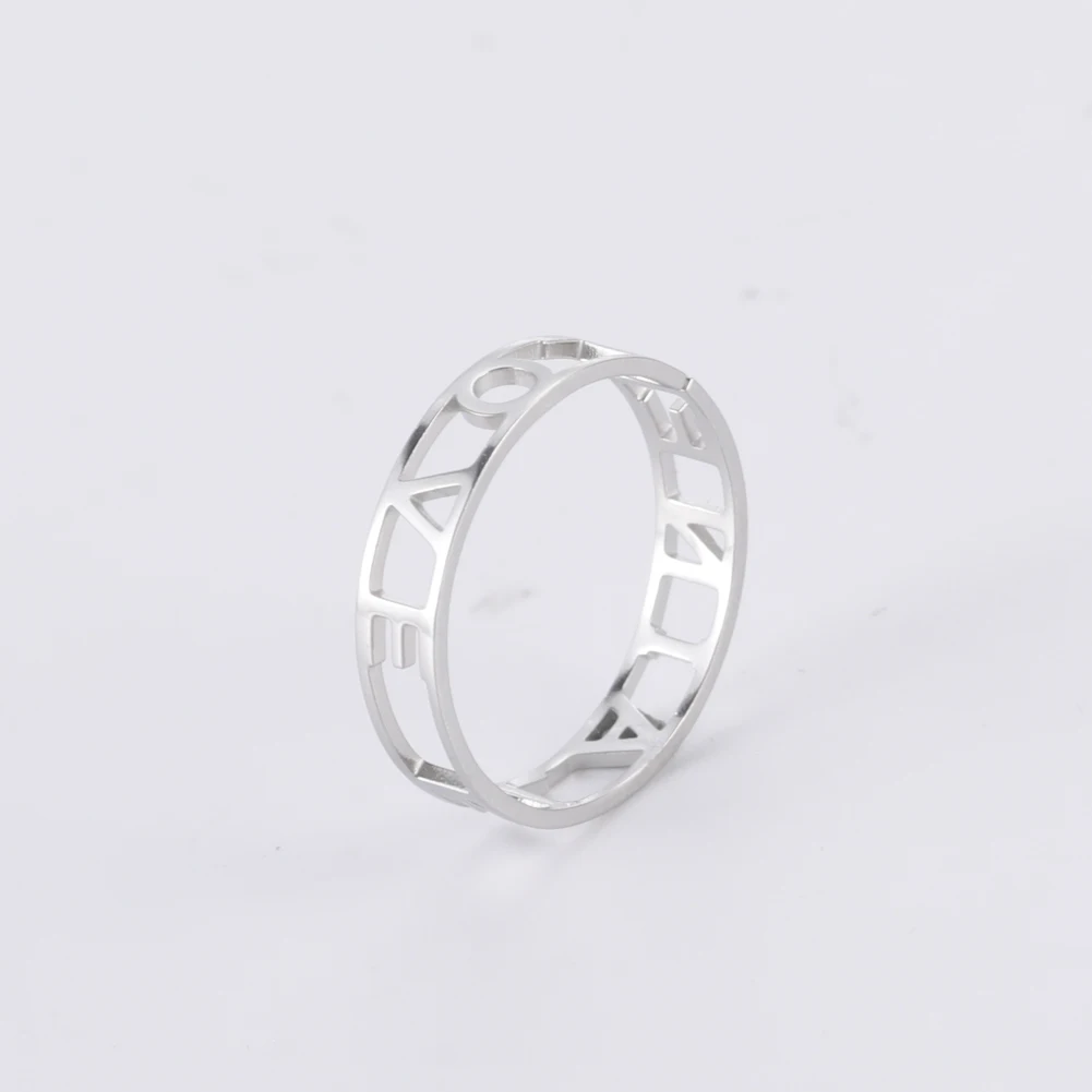 Custom Name Ring Hollow Stainless Steel Jewelry Customized Rings for Men Women Promise Ring Wedding Birthday Christmas Gifts