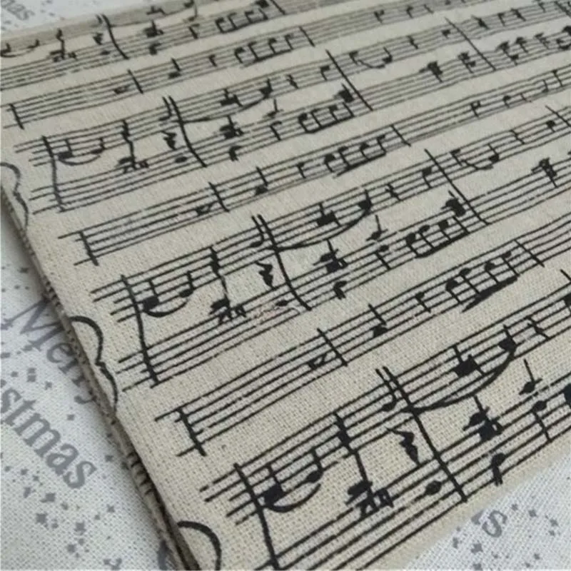 Retro Printed Cotton Linen Fabric Musical Notation For Quilting DIY Sewing Sofa/Bag/Cushion/tablecloth Patchwork Material