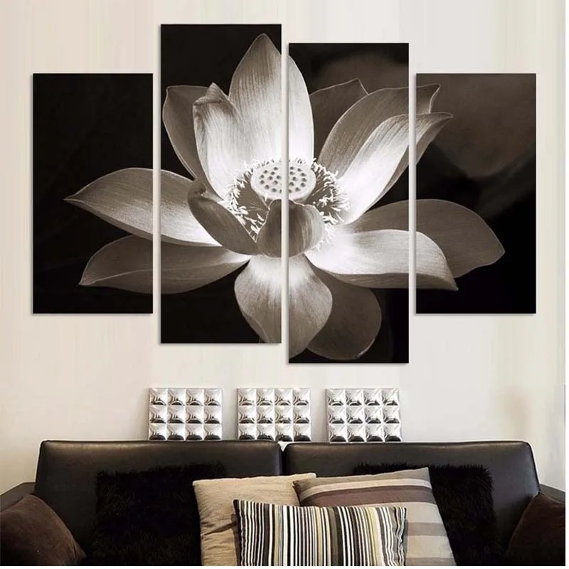 

4 pannel lotus flower set Diy diamond embroidery diamond Painting full square round diamond mosaic painting home decorZP-2217