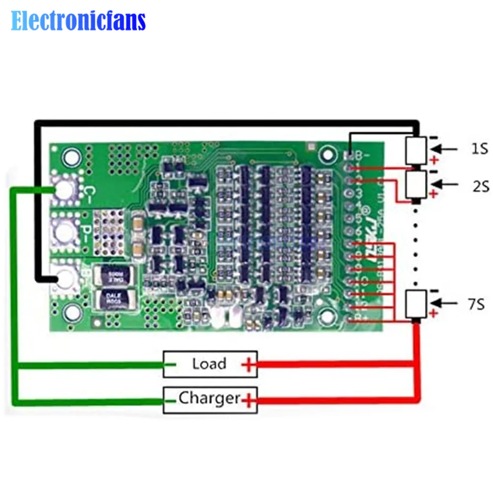 Uniwersalny 6S 7S 8S 9S 10S 11S 12S 13S regulowany BMS żelazo fosforan litowo-jonowy 18650 tablica zabezpieczająca baterię 25A