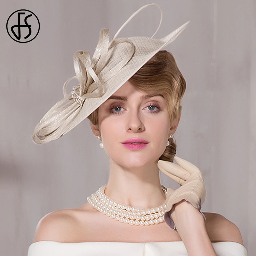 Białe fascynatory z sinamaju dla kobiet, eleganckie kapelusze na formalne okazje, do kościoła, na wesela, dla panny młodej, na derby, na przyjęcia herbaciane, do sukienek, na koktajle.