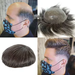 Tupé de piel ultrafina para hombres, tupé de cabello humano con bucle en V, Base de piel súper delgada completa, elección de celebridades