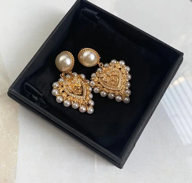 Baroque luxury vintage full women bow earrings big love earrings