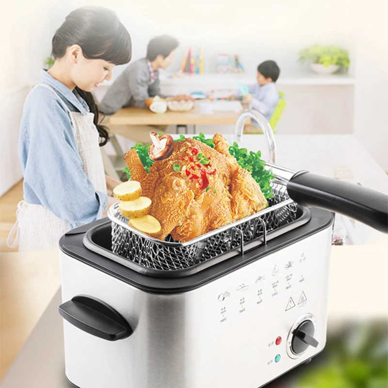 1.2L electric fryer, household non-flammable constant temperature mini multi-function rectangular chicken wings small electric