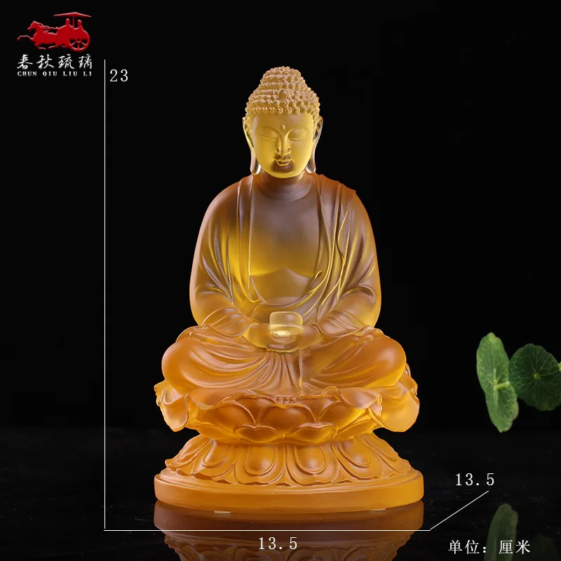 Medicine Buddha Colored glaze 23cm light Tathagata Buddha statue expels disease and increases blessings and wisdom