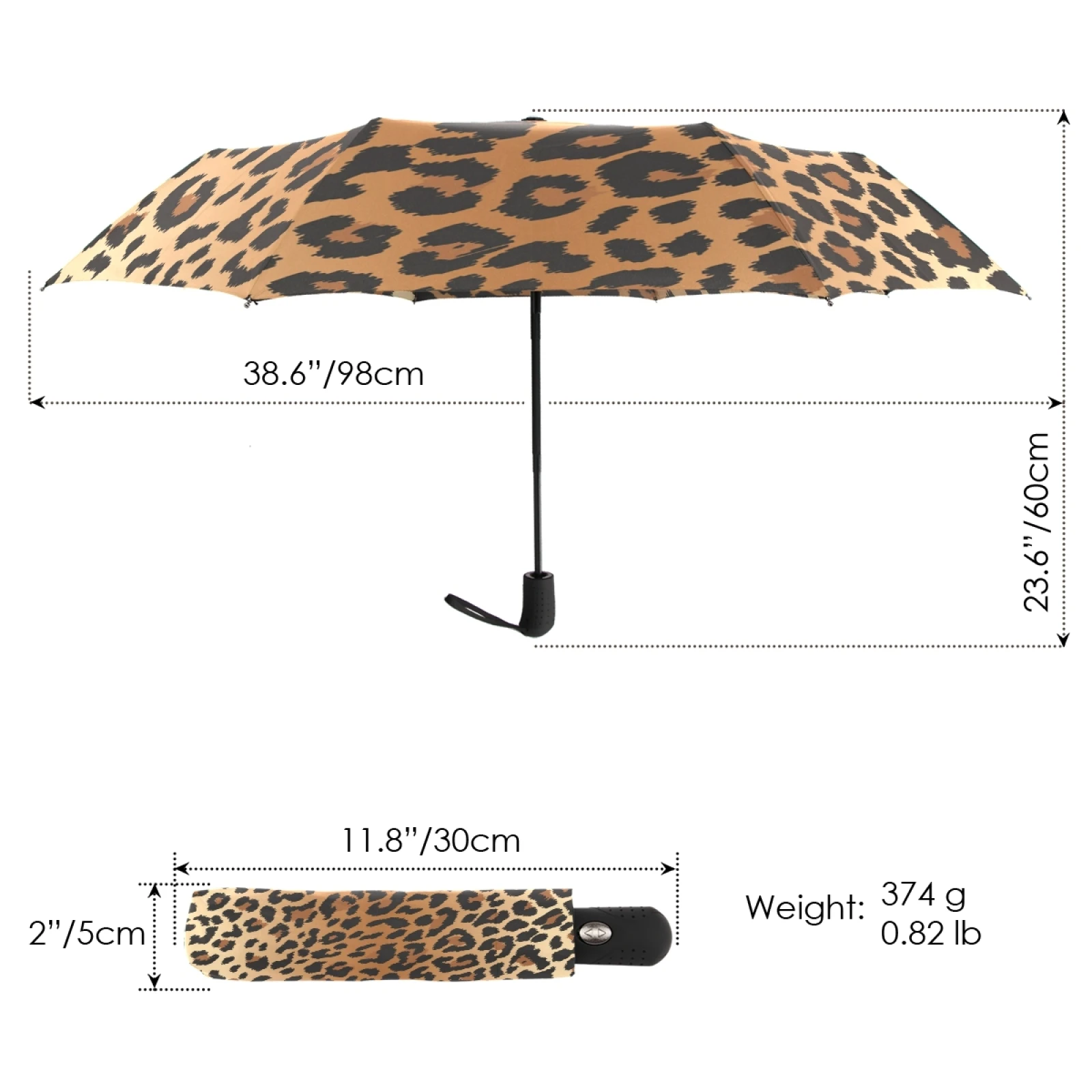 Fashion Women Automatic Umbrella Leopard Pattern Three Folding Umbrella Rain Sun Protection Umbrella Travel Girls 8 Ribs Parasol