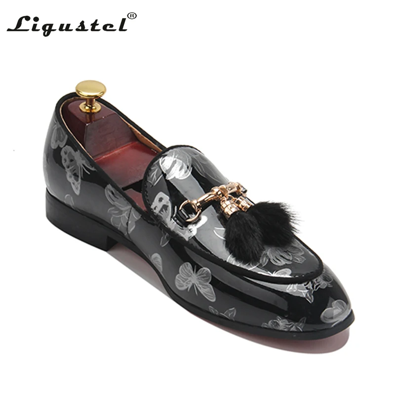 Ligustel Loafers for Men Luxury Wedding Party Men Shoes Leather Slip On Black Formal Dress Designer Red Bottom Shoe Plus Size 13