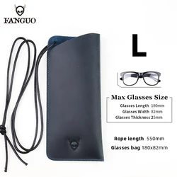 Fashion Cowskin Glasses Pouch Handmade Genuine Leather Sunglasses Holder Bag Eyeglasses Case Cover With Lanyard