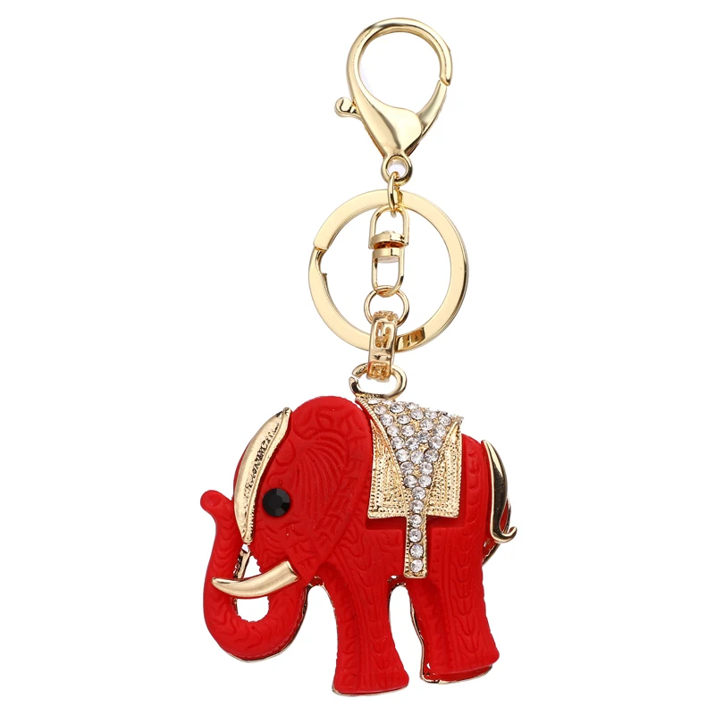 2021 spring fashion new cute rhinestone red resin elephant bag wallet keychain birthday party gift