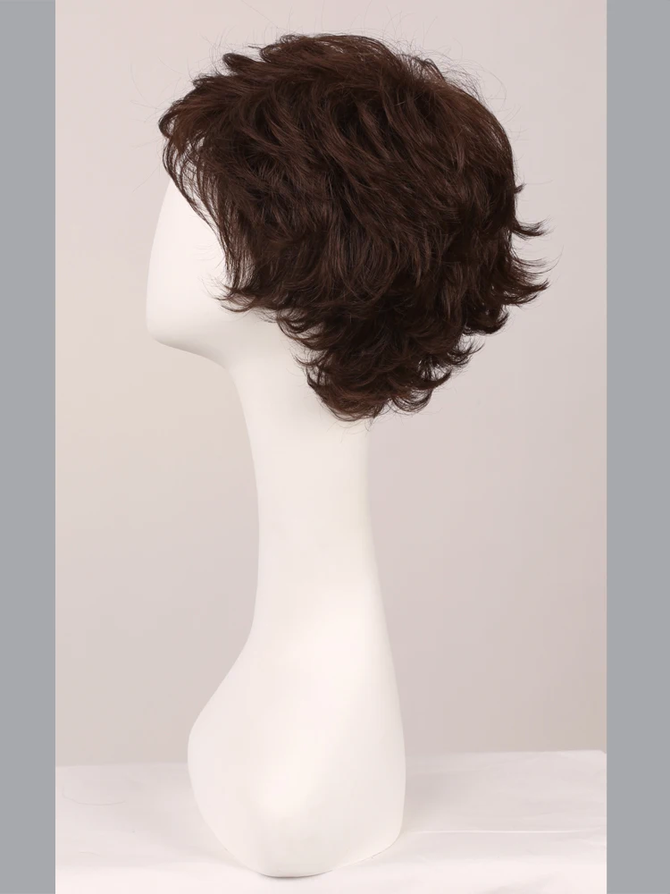 Capless synthetic Hair full wig short Wavy Stylish 9.25 Inch Wigs costume wig for white women