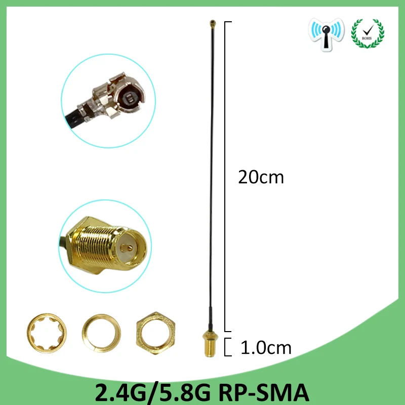 2.4GHz 5GHz 5.8Ghz wifi Antenna 5dBi RP-SMA Connector Dual Band 2.4G 5G 5.8G IOT Antenna aerial SMA female Pigtal extral cable