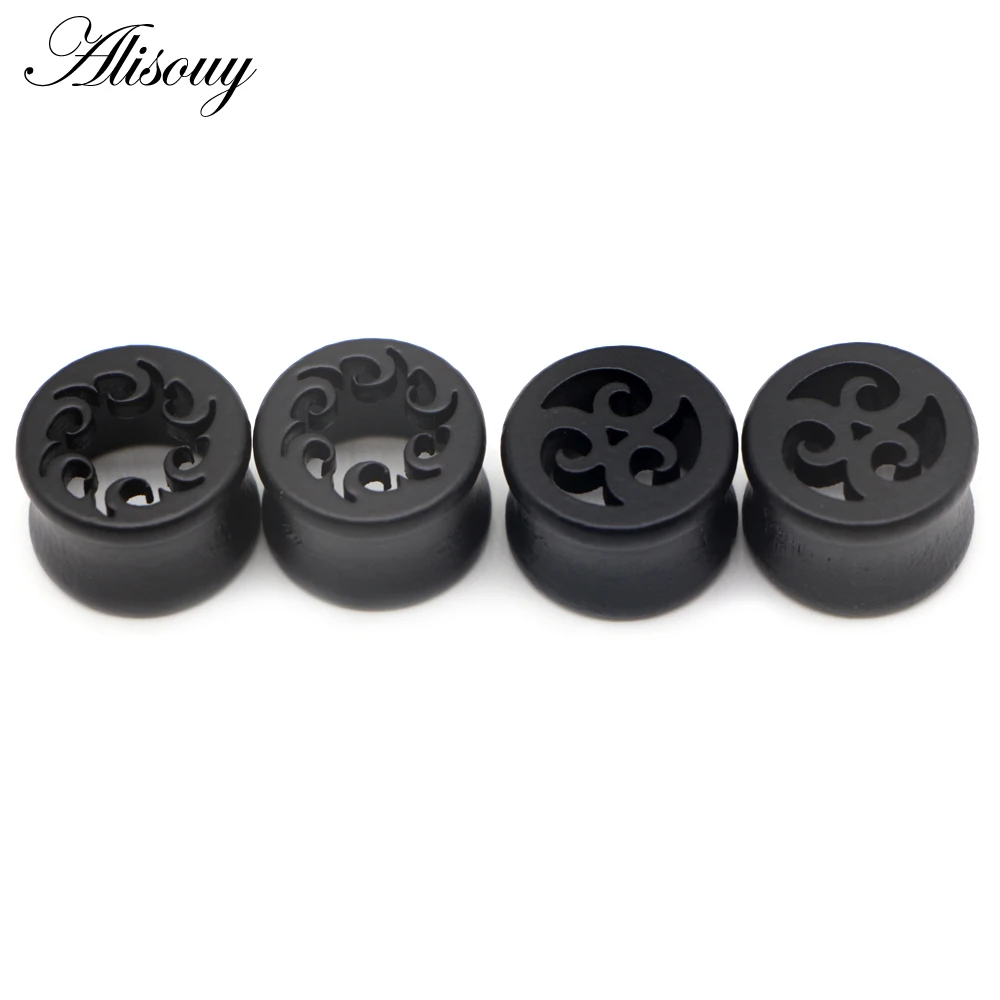 2PCS 6-25mm Fashion Ear Plugs Wood Flesh Tunnels Saddle Ear Gauges Solid Hollow Body Piercing Jewelry For Men Women Expanders