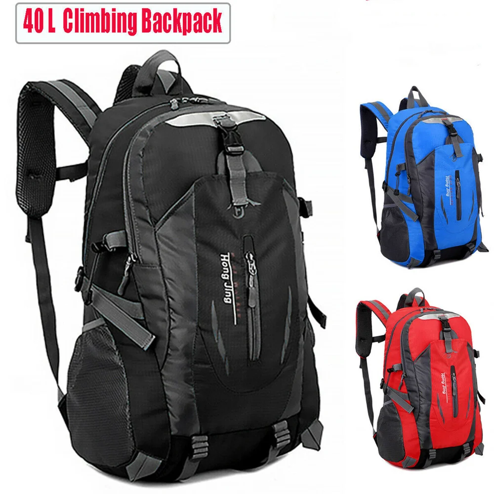 40L Hiking Camping Zipper Bag Large Waterproof Backpack Outdoor Travel Luggage Rucksack Large Capacity Travel Cycling Bag