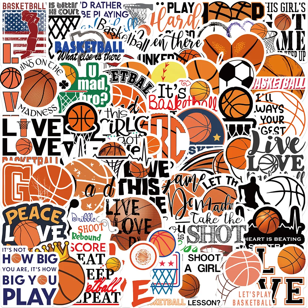 

50PCS Ball Sports Basketball Stickers For Laptop Fans Guitar Luggage Waterproof Graffiti Sticker Decal Kid Toy