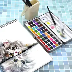 Juego de pinturas de acuarela sólidas de 50 colores, pigmento de acuarela portátil para dibujo artístico, suministros de Arte de papel de acuarela, envío directo