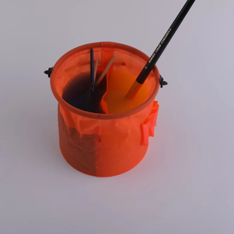 Paint Brush Washer Folding Bucket for Kid Outdoor Brush Washing Bucket 4 Colors Rubber Brush Storage Bucket School Art Supplies