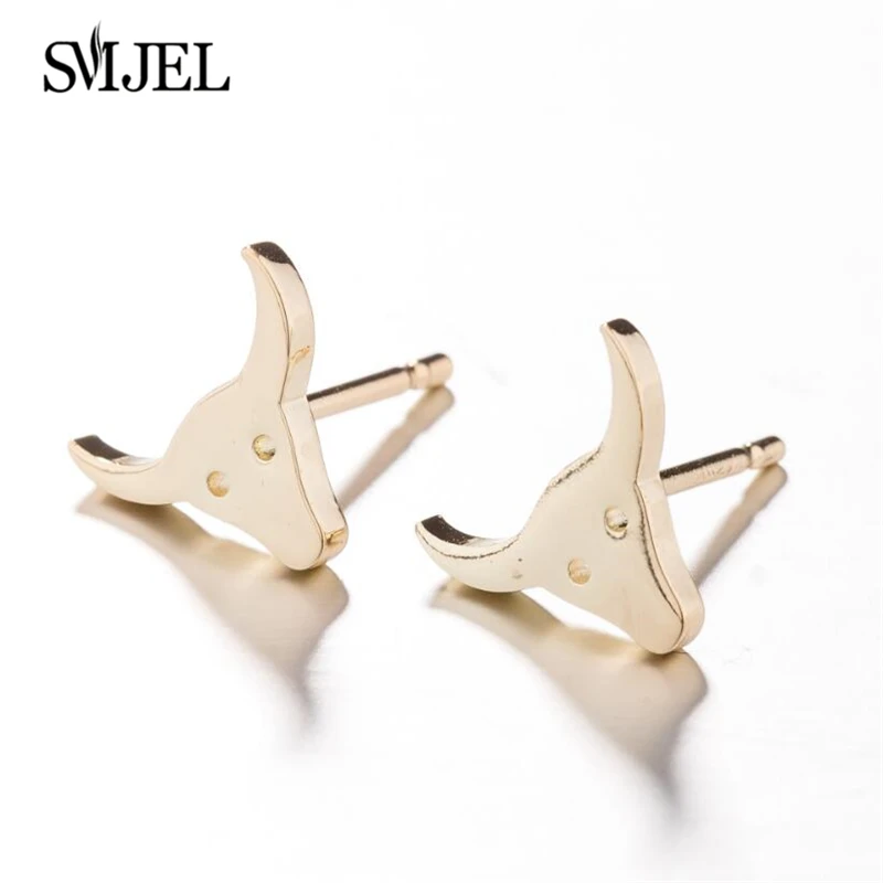 SMJEL Personalize Bull Swallow Cat Spider Earrings 2019 Stainless Steel Animal Earings For Men and Women Ear Studs