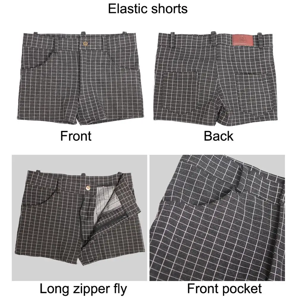 Plus Size Elastic Casual Board Shorts Men Short Homme Pants Crocilisk Print Fashion Cortos Hombre Plaid  Mini Bermuda Boxers