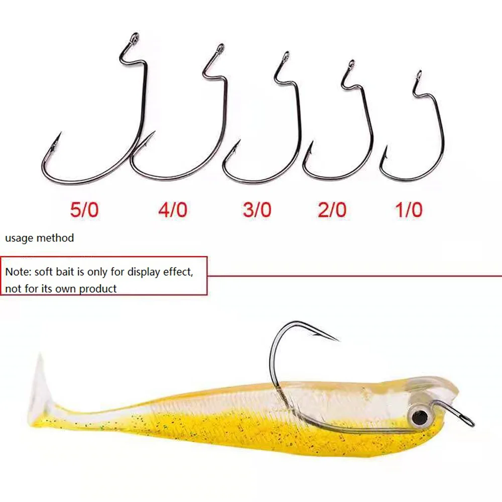 10pcs/LOT Fishing hook crankhook for Soft Worm Bait Crankbait Wide belly crank hooks  Steel Wide Crank Offset Barbed Carp