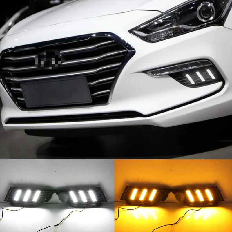 

1Pair LED Daytime Running Light Turning Signal Lamp DRL Day Light Front Bumper Fog Light For Hyundai MISTRA 2017 2018 2019