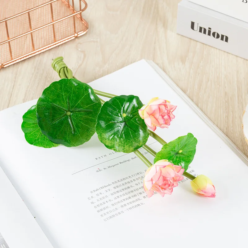 27cm Lange Lotus Gemischt Farbe Künstliche Blume Lebensechte Wasser Lilie Micro Landschaft für Hochzeit Teich Garten Gefälschte Pflanzen Decor – Detail 5