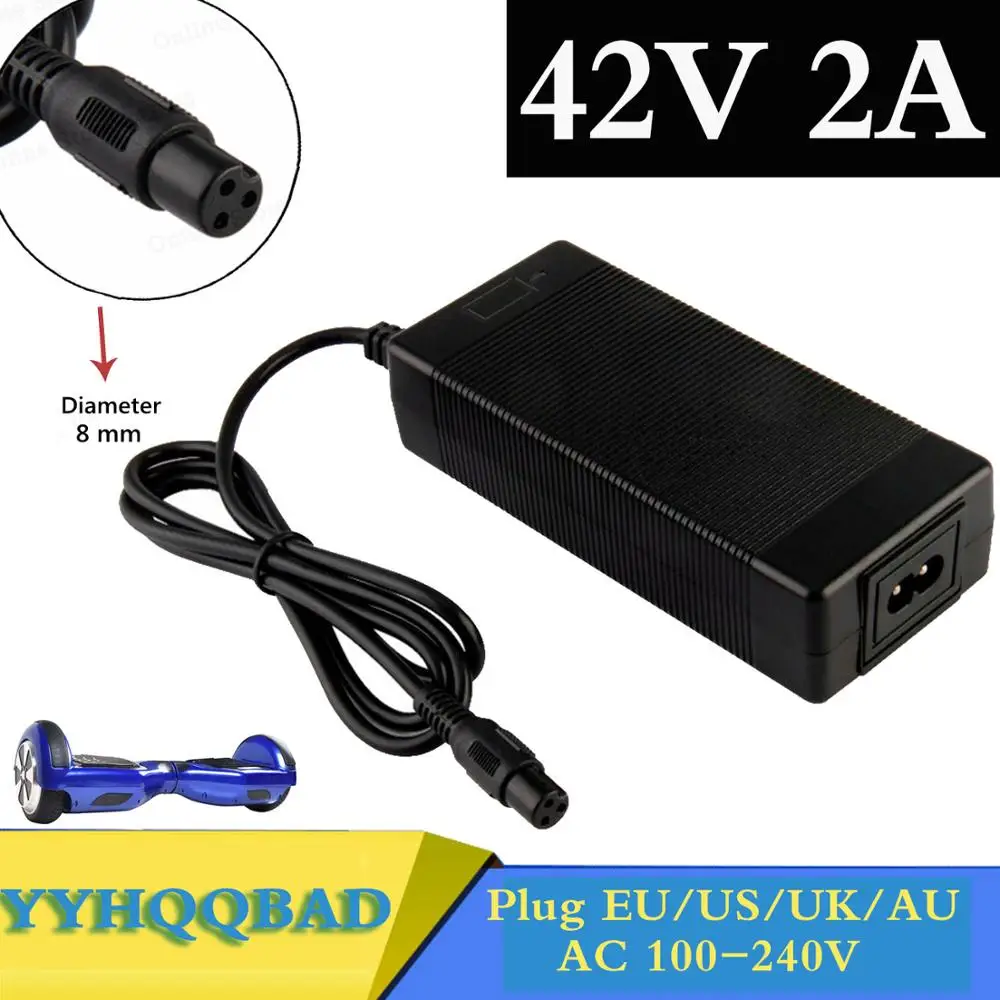 

NEW 42V 2A Universal Battery Charger, 100-240VAC Power Supply for Self Balancing Scooter Hoverboard UK/EU/US/AU Plug